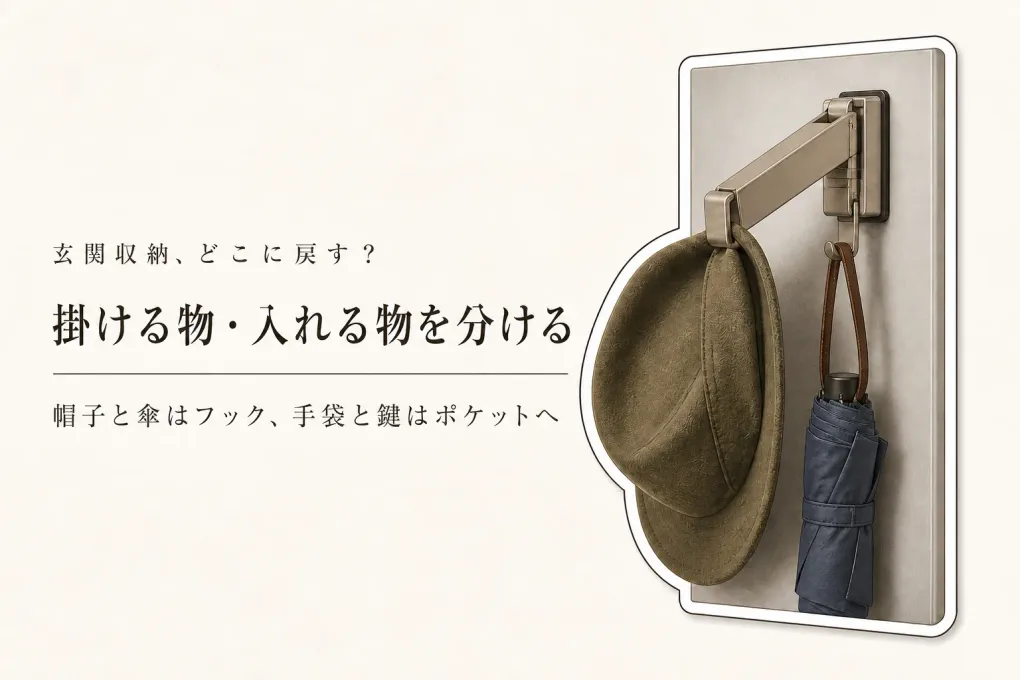 寒くなる前の玄関収納｜帽子・手袋・折りたたみ傘はフックと壁掛けポケットどちら？